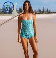 Maillot de bain une pièce en polyester et nylon, taille haute, imprimé, bretelles spaghetti, pour femme, personnalisable