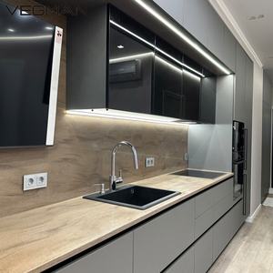 לכה אפור l בצורת ארונות מטבח מודרניים להגדיר ארון - Product Image 3