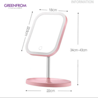 Miroir de maquillage avec batterie au lithium intégrée, câble USB, contrôle tactile, lumière LED, miroir de table