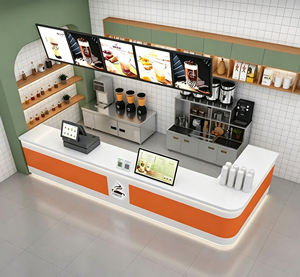 เคาน์เตอร์ต้อนรับร้านชานมไข่มุก ดีไซน์ทันสมัย พร้อมไฟ LED สำหรับร้านกาแฟและร้านกาแฟ - Product Image 5