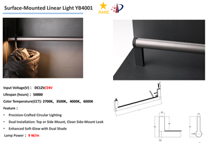 Système d'éclairage intégré pour tringle de penderie LED, éclairage de rail suspendu pour armoire moderne, éclairage intérieur YB4001-0 - Product Image 3