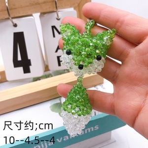 พวงกุญแจลูกปัดพลาสติกทรงเหลี่ยมลายการ์ตูนสัตว์ทำมือ DIY ลูกปัดอะคริลิกใส พวงกุญแจจิ้งจอกหางใหญ่น่ารัก - Product Image 3