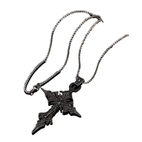 Modische Kreuz-Halskette im Gotischen Stil Unisex mit Gliederkette Antik Silber Beschichteter Titan-Stahl Geschenk
