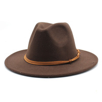 Vente chaude 100% laine feutre Fedora chapeau femmes hommes blanc à la mode couronne rigide large bord Fedora chapeaux
