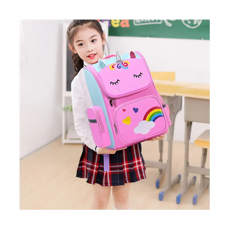 3D Unicorn Primary School Bags for Girls Cute Waterproof Kids Bag School Student Cartoon Unicorn Girl 6-12 Children Backpack
