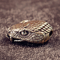 Tête de serpent en laiton, perles de paracorde pour couteau EDC, figurine d'animal, décoration de maison et de bureau, ornement de bureau, collection DIY, cadeau
