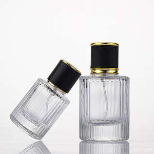 Luxury 30ml 50ml Empty Perfume Glass <b>Bottles</b> Cylindrical Stripe Shape with Crimp Sprayer Fine <b>Mist</b> Cosmetic Packaging - Product Image 3