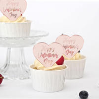 Acryl Happy Valentine's Day Herz Cupcake-Topper Verlobungs-Kuchendekoration für Geschenk-Party-Zubehör