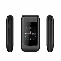 Teléfono Celular Plegable de Doble Pantalla de 2.4+1.77 Pulgadas y 1600mAh con Función SOS, Teléfono 2G para Personas Mayores, Gran Venta