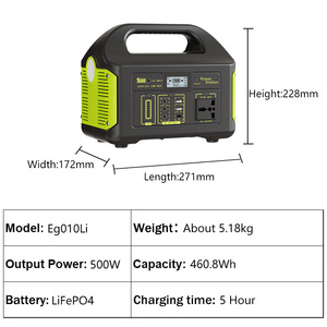 Générateur solaire portable 500W à faible bruit, station d'alimentation à onde sinusoïdale pure pour les pannes de courant à domicile et les situations d'urgence - Product Image 4