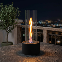 Cheminée d'extérieur portable moderne en métal, style cheminée cylindrique, avec extincteur