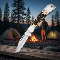 Navaja de Bolsillo Delgada de Acero Inoxidable EDC con Mango de Resina en Forma de Cuerno de Ciervo para Bricolaje, Campismo al Aire Libre, Plegable, Herramienta OEM Confiable