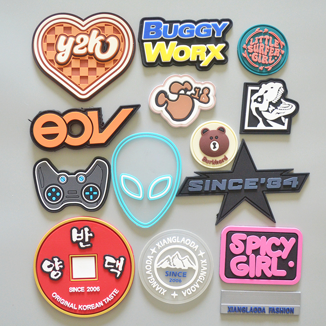 Custom Logo 3D Silicone Soft PVC Embroidery Rubber Patch Iron Backing Excellent Sew-On Hook Loop for Clothes Garments Jeans Hats
