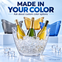 Seau à glace portable en plastique transparent durable de 8 L avec logo personnalisé, pour refroidir les bouteilles de vin, avec poignées, pour bar, hôtel, mariage, fête