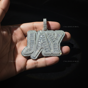 Pendentif élégant plaqué or blanc style Hip Hop JAY avec finition argentée et design scintillant pour les trendsetters unisexes - Product Image 3