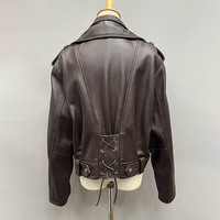 Veste en cuir véritable haut de gamme pour femme, en peau de mouton véritable grain litchi, manteau en cuir texturé grainé