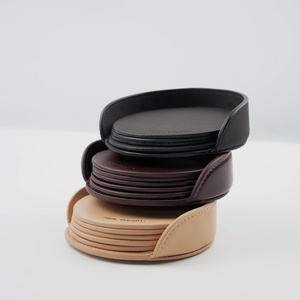 Custom Popular Printed <b>Coasters</b> Set <b>Drink</b> Set PU Leather Genuine Leather Round square <b>Coasters</b> With Logo - Product Image 6