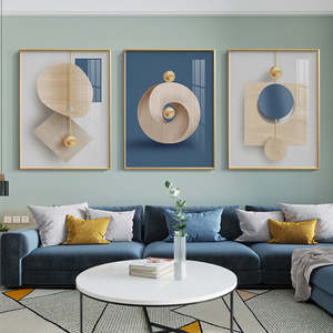 Art mural géométrique abstrait nordique, Art raffiné, impressions sur toile, doré, <span class=keywords><strong>bleu</strong></span>, <span class=keywords><strong>Beige</strong></span>, images pour salon de luxe, <span class=keywords><strong>chambre</strong></span> à coucher - Product Image 5