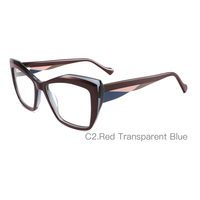Grand Polygone Acétate Optique Monture Colorée Brillant Large Temples Motif Géométrique Détail Design Lunettes