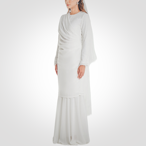 SIPO Eid personnalisé Malaisie dentelle broderie femmes musulmanes robe en mousseline de soie moderne Baju Kurung - Product Image 2