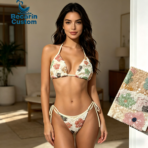 OEM Femmes nouvellement conçu Sequin Tissu Triangle Bikini Plage Deux Pièces Maillots De Bain Maillots De Bain String Ensembles Beachwear Maillot De Bain - Product Image 2