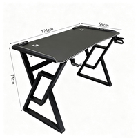 Bureau de jeu de grande surface, table professionnelle d'e-sport avec support en acier robuste, porte-gobelet et crochet pour écouteurs pour les joueurs professionnels