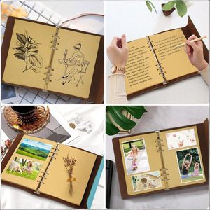 Carnet de notes vintage en cuir PU A5, papier sans acide 100 g/m², à feuilles mobiles, journal de voyage avec pendentif cœur - Product Image 3