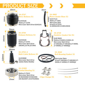 Kit de soufflets pour moteur de bateau Mercury 30-803097T1 22004, soufflet de câble de changement de vitesse en caoutchouc - Product Image 4