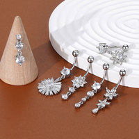 Anneau de nombril Lingchee en zircon, bijoux de piercing en acier inoxydable, pendentif en forme de cœur, clou de nombril, bijoux de corps pour femmes, séduction