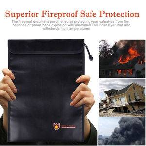 फायरप्रूफ दस्तावेज बैग मनी फ़ाइल फ़ोल्डर धारक कार्यालय होम बैंक कार्ड पासपोर्ट कीमती आभूषण सुरक्षित भंडारण पाउच फाइलिंग - Product Image 5