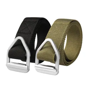 Cinto tático masculino de nylon com fivela de metal, cinto de tecido para combate ao ar livre, cinto de tecido para caça e caminhadas, tecido esportivo de liberação rápida