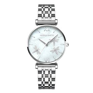 Reloj de Mujer OEM ODM de Moda con Esfera de Nácar con Relieve 3D de Libélula, Correa de Acero Inoxidable, Resistente al Agua 3BAR, Reloj de Cuarzo Casual - Product Image 2