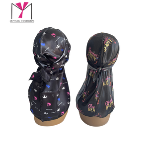 MUYANG CUSTOMIZE Full Logo Satin <b>Durag</b> Printed <b>Black</b> Fashion Headwear For Women Casual Four Seasons - Product Image 5