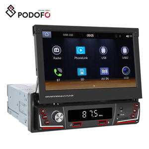 Podofo – lecteur MP5 de voiture à écran tactile rétractable HD, sans fil, Carplay, Android, <span class=keywords><strong>autoradio</strong></span>, BT, EQ, FM, AM, RDS +, télécommande, 1din, 7 pouces - Product Image 1
