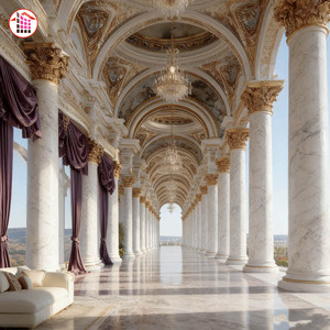 Columnas de Mármol Corintias Doradas de Lujo, Pilares de Piedra Natural Sólida con Capitel Ornamentado, Decoración de Palacio, Columnas de Mármol Hechas a Mano - Product Image 3