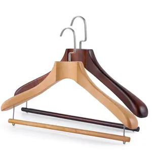 제조자 로고 럭셔리 골동품 특별 디자인 헤비 듀티 와이드 어깨 나무 코트 자켓 정장 옷걸이 의류