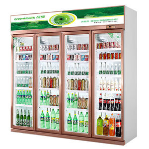 Supermarché/magasin avec trois portes en verre, réfrigérateur réfrigéré d'affichage de boissons de couleur champagne de luxe - Product Image 6