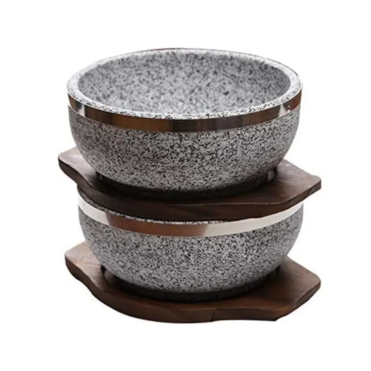 Wholesale granite stone bowl Korean Sizzling Hot Stone Pot Dolsot Bowl Ttukbaegi Bibimbap Stews Rice Soup Bowl