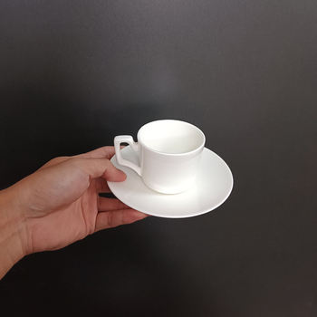AOOSY Bone China Small Tea Cup and Saucers,White Demitasse Espresso Cups Set,125ml Italian Short Coffee Cup