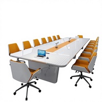 Ensemble de table et de chaises de conférence en bambou Yinli, design moderne, mobilier de bureau pour salles de conférence, réception d'entreprise, chaises blanches