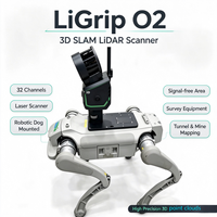 LiGrip O2, Slam, Pemindai Lidar 3D, Pemindai Laser, Peralatan Survei 32 Saluran, Anjing Robot Terpasang untuk Area Tanpa Sinyal