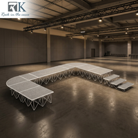 Plataforma de Escenario Portátil de Aluminio de 4x4 pies, Forma Cuadrada, de Madera Contrachapada, para Eventos y Conciertos