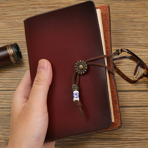 Retro Leather 6-Hole Loose <b>Leaf</b> Planner Notebook Refillable Hand Ledger Organizer Thermal PU Cover Ready-Made Logo Pocket Diary - Product Image 2