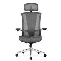 Chaises de bureau grises avec accoudoir 3D en métal à dossier haut pour ordinateur
