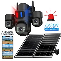 Caméra Dôme Solaire HiEasy 4G à Trois Objectifs AOV avec Surveillance 24h/24, PTZ 3K HD 6MP, IP66, Appareil de Surveillance Extérieur WiFi IA pour la Maison