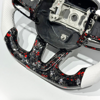 Volant en fibre de carbone argentée rouge forgée, cuir perforé blanc, vente directe pour Dodge Charger Hellcat Challenger
