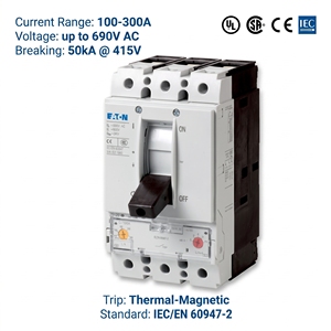 Interruptor Automático de Caja Moldeada (MCCB) Serie NZM NZMB2-A300-AS 300A 3P 400V CE CCC ISO para Control de Distribución de Energía - Product Image 3