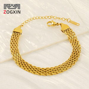 ZOGXIN Gold Chain Bracelet Multi Layered Geometric Design Unisex Jewelry Gift - Product Image 1