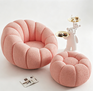 Sillón Individual de Terciopelo en Forma de Pétalo con Reposapiés - Product Image 2