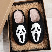 Pantuflas de Halloween con diseño de calabaza fantasma, divertidas, cálidas, para parejas, para interiores, para el hogar, para hombres y mujeres